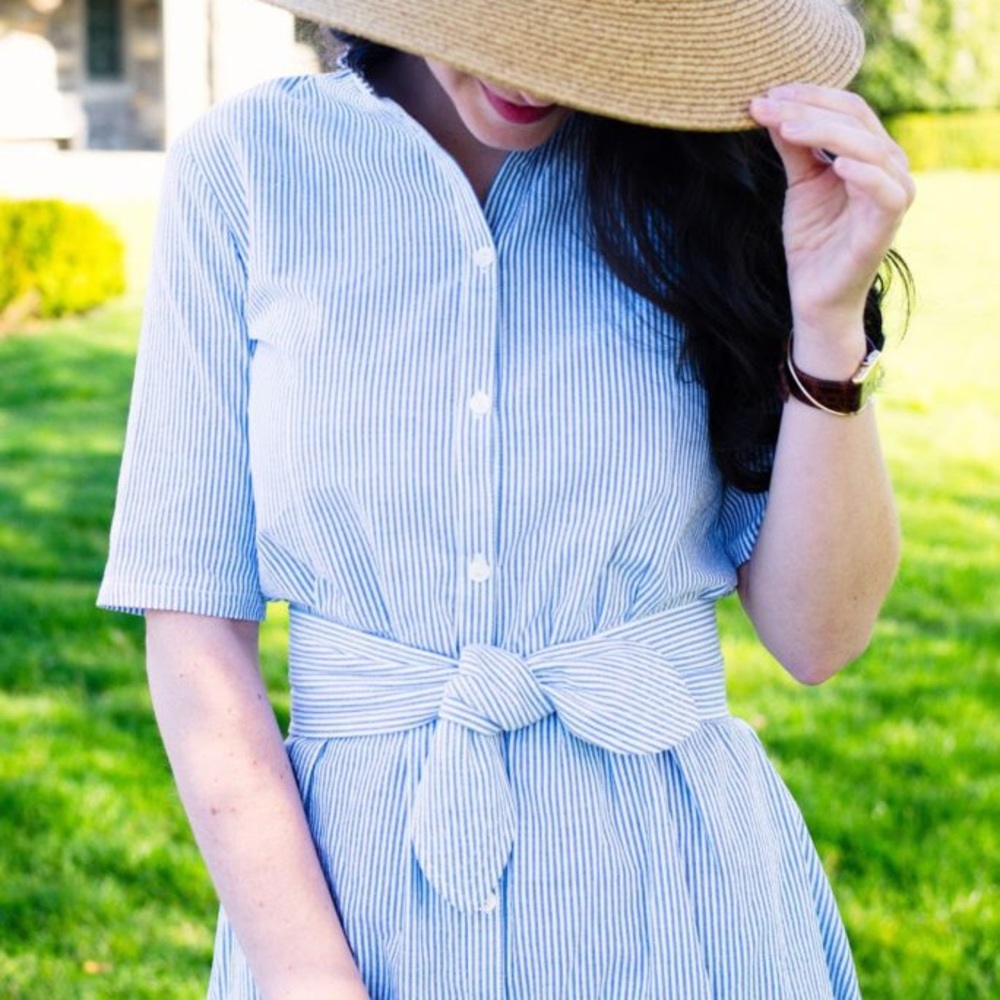 Tuckernuck Seersucker Shortsleeved Belted Dress